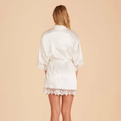 Claudine Lace Robe - White -US Skirt Sales 2024 BIRDY GREY CLAUDINE SATIN LACE BRIDESMAID ROBE WHITE 04