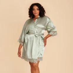 Claudine Lace Robe - Sage