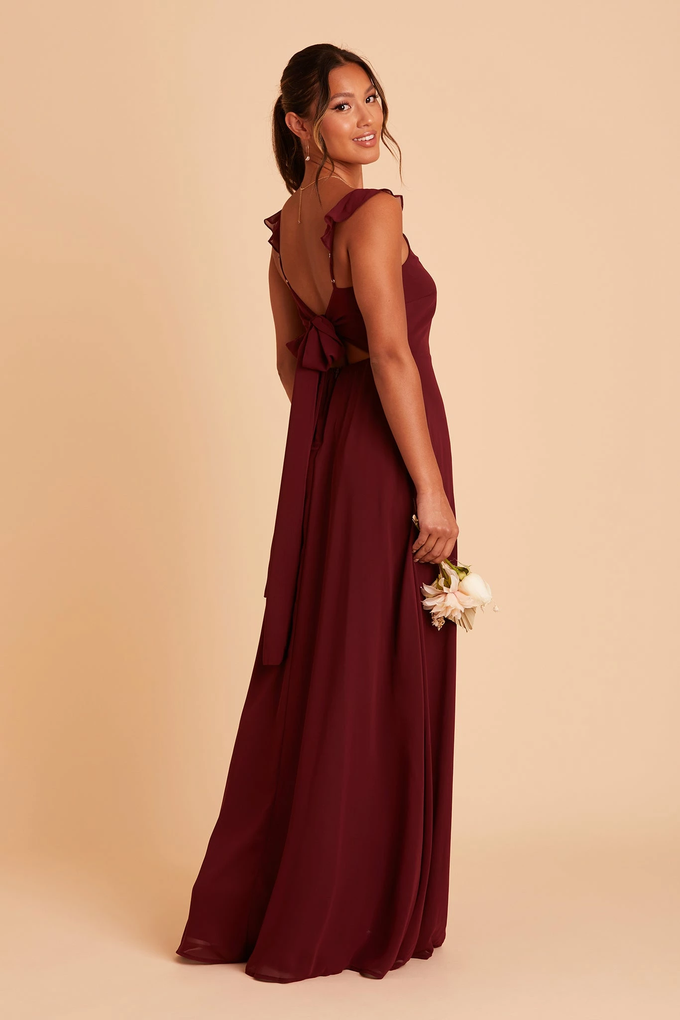 Doris Chiffon Dress - Cabernet 1 Doris Chiffon Dress - Cabernet