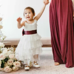 Liz Flower Girl Sash - Sheen Cabernet -US Skirt Sales 2024 BIRDY GREY ELIZABETH FLOWER GIRL SASH CABERNET 02 scaled