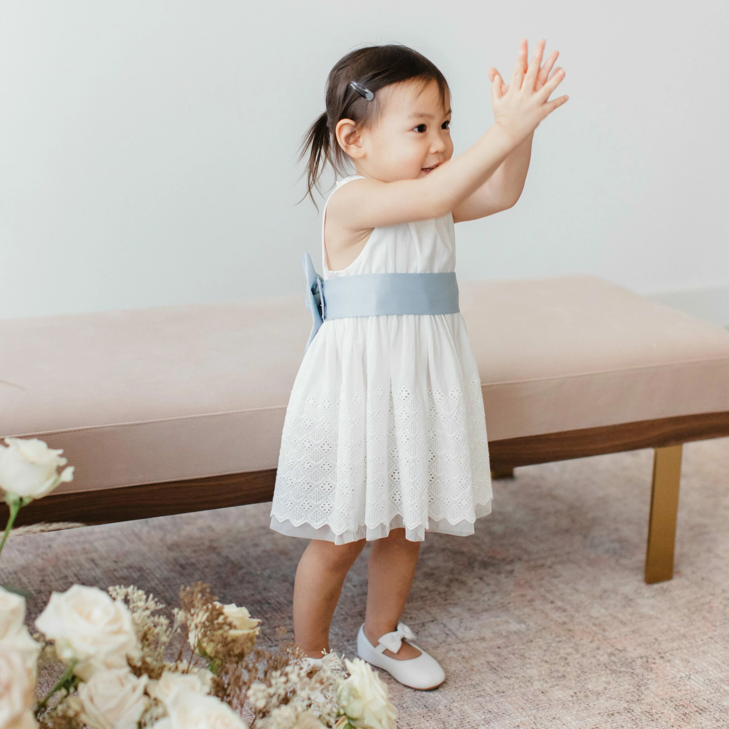 Liz Flower Girl Sash - Sheen Light Blue 5 Liz Flower Girl Sash - Sheen Light Blue - Image 5