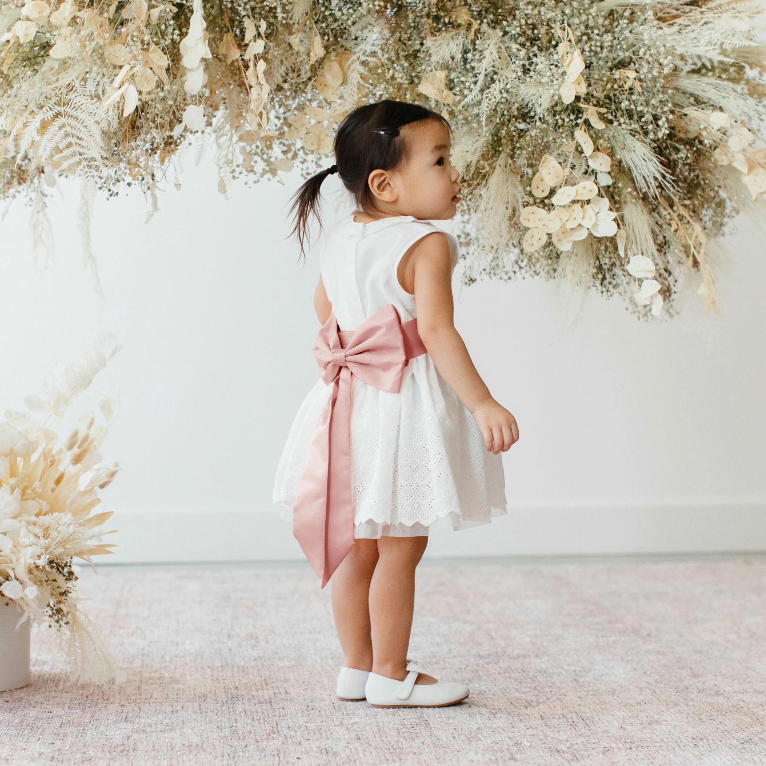 Liz Flower Girl Sash - Sheen Light Pink 2 Liz Flower Girl Sash - Sheen Light Pink - Image 2