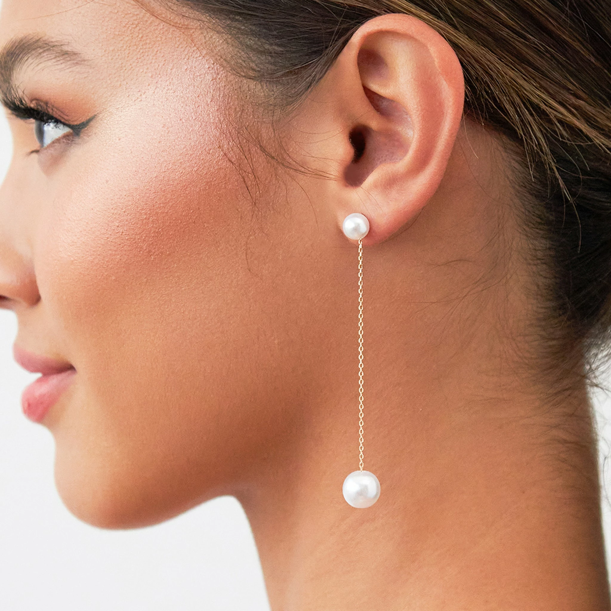 Everett Long Pearl Drop Earrings 2 Everett Long Pearl Drop Earrings - Image 2