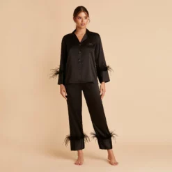 Feathered Pajama Set - Black 7 Feathered Pajama Set - Black -US Skirt Sales 2024 BIRDY GREY FEATHERED PJ SET BLACK 01