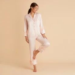 Feathered Pajama Set - Blush -US Skirt Sales 2024 BIRDY GREY FEATHERED PJ SET BLUSH 04