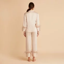 Feathered Pajama Set - Champagne -US Skirt Sales 2024 BIRDY GREY FEATHERED PJ SET TAUPE 05