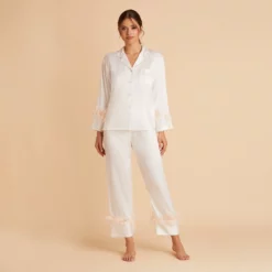 Feathered Pajama Set - White
