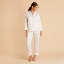 Feathered Pajama Set - White 9 Feathered Pajama Set - White -US Skirt Sales 2024 BIRDY GREY FEATHERED PJ SET WHITE 03