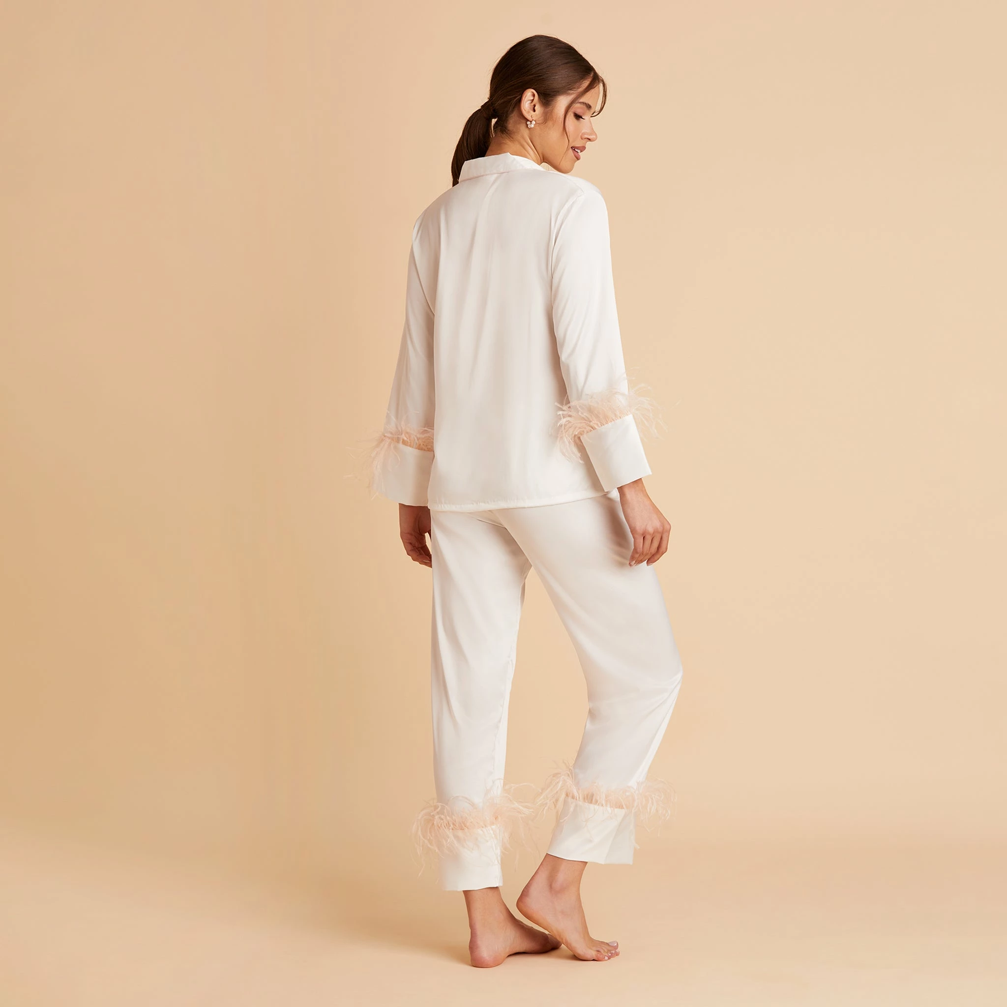 Feathered Pajama Set - White 3 Feathered Pajama Set - White - Image 3