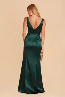 Gloria Shiny Satin Dress - Emerald -US Skirt Sales 2024 BIRDY GREY GLORIA SATIN BRIDESMAID DRESS EMERALD 05