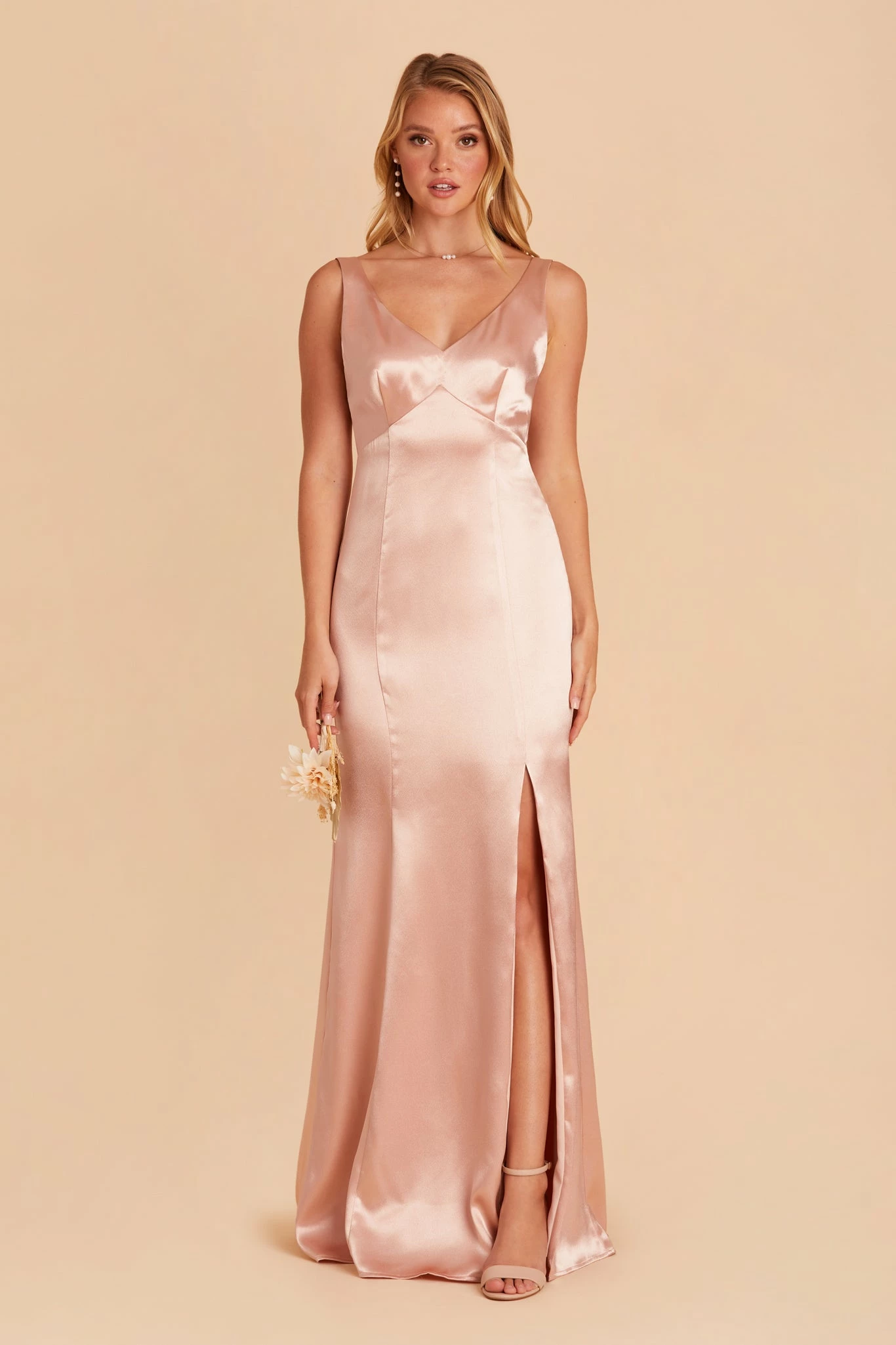 Gloria Shiny Satin Dress - Rose Gold 5 Gloria Shiny Satin Dress - Rose Gold - Image 5
