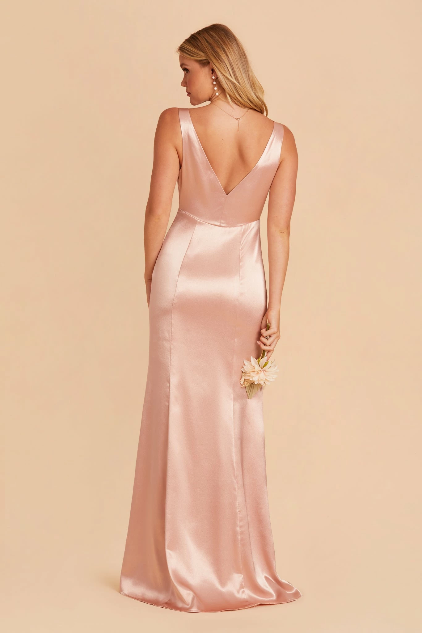 Gloria Shiny Satin Dress - Rose Gold 7 Gloria Shiny Satin Dress - Rose Gold - Image 7