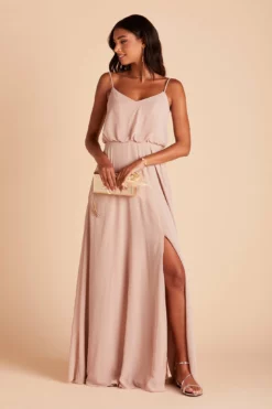 Gwennie Dress - Taupe -US Skirt Sales 2024 BIRDY GREY GWENNIE SLIT BRIDESMAID DRESS TAUPE 02