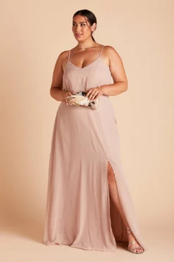 Gwennie Dress - Taupe -US Skirt Sales 2024 BIRDY GREY GWENNIE SLIT PLUS SIZE BRIDESMAID DRESS TAUPE 02
