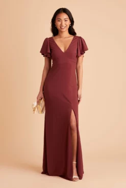 Hannah Crepe Dress - Rosewood -US Skirt Sales 2024 BIRDY GREY HANNAH BRIDESMAID DRESS ROSEWOOD 02