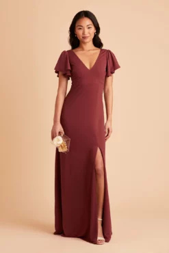 Hannah Crepe Dress - Rosewood -US Skirt Sales 2024 BIRDY GREY HANNAH BRIDESMAID DRESS ROSEWOOD 03