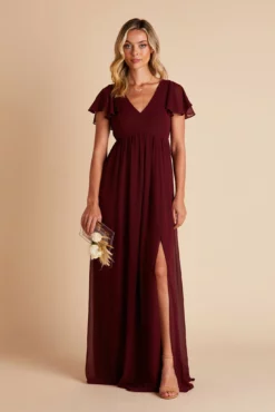 Hannah Empire Dress - Cabernet -US Skirt Sales 2024 BIRDY GREY HANNAH MATERNITY BRIDESMAID DRESS CABERNET 01