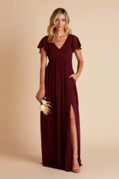 Hannah Empire Dress - Cabernet -US Skirt Sales 2024 BIRDY GREY HANNAH MATERNITY BRIDESMAID DRESS CABERNET 03