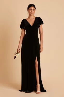 Hannah Velvet Dress - Black -US Skirt Sales 2024 BIRDY GREY HANNAH VELVET BRIDESMAID DRESS BLACK 04