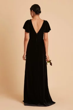 Hannah Velvet Dress - Black -US Skirt Sales 2024 BIRDY GREY HANNAH VELVET BRIDESMAID DRESS BLACK 06