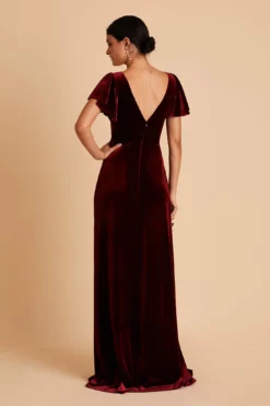 Hannah Velvet Dress - Cabernet -US Skirt Sales 2024 BIRDY GREY HANNAH VELVET BRIDESMAID DRESS CABERNET 05