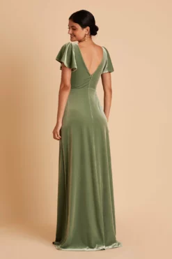 Hannah Velvet Dress - Dark Sage -US Skirt Sales 2024 BIRDY GREY HANNAH VELVET BRIDESMAID DRESS DARK SAGE 06
