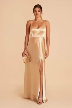 Jay Shiny Satin Dress - Gold