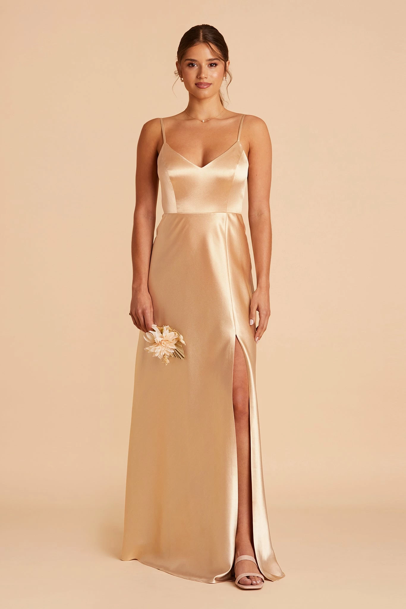 Jay Shiny Satin Dress - Gold 3 Jay Shiny Satin Dress - Gold - Image 3