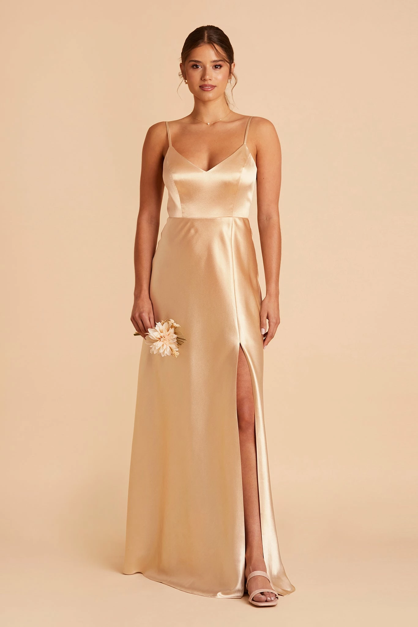 Jay Shiny Satin Dress - Gold 6 Jay Shiny Satin Dress - Gold - Image 6