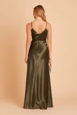 Jay Shiny Satin Dress - Olive -US Skirt Sales 2024 BIRDY GREY JAY BRIDESMAID DRESS OLIVE 07