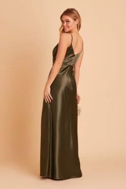 Jay Shiny Satin Dress - Olive -US Skirt Sales 2024 BIRDY GREY JAY BRIDESMAID DRESS OLIVE 08