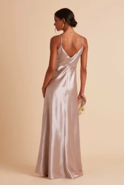 Jay Shiny Satin Dress - Taupe -US Skirt Sales 2024 BIRDY GREY JAY BRIDESMAID DRESS TAUPE 06