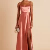 Jay Shiny Satin Dress - Terracotta