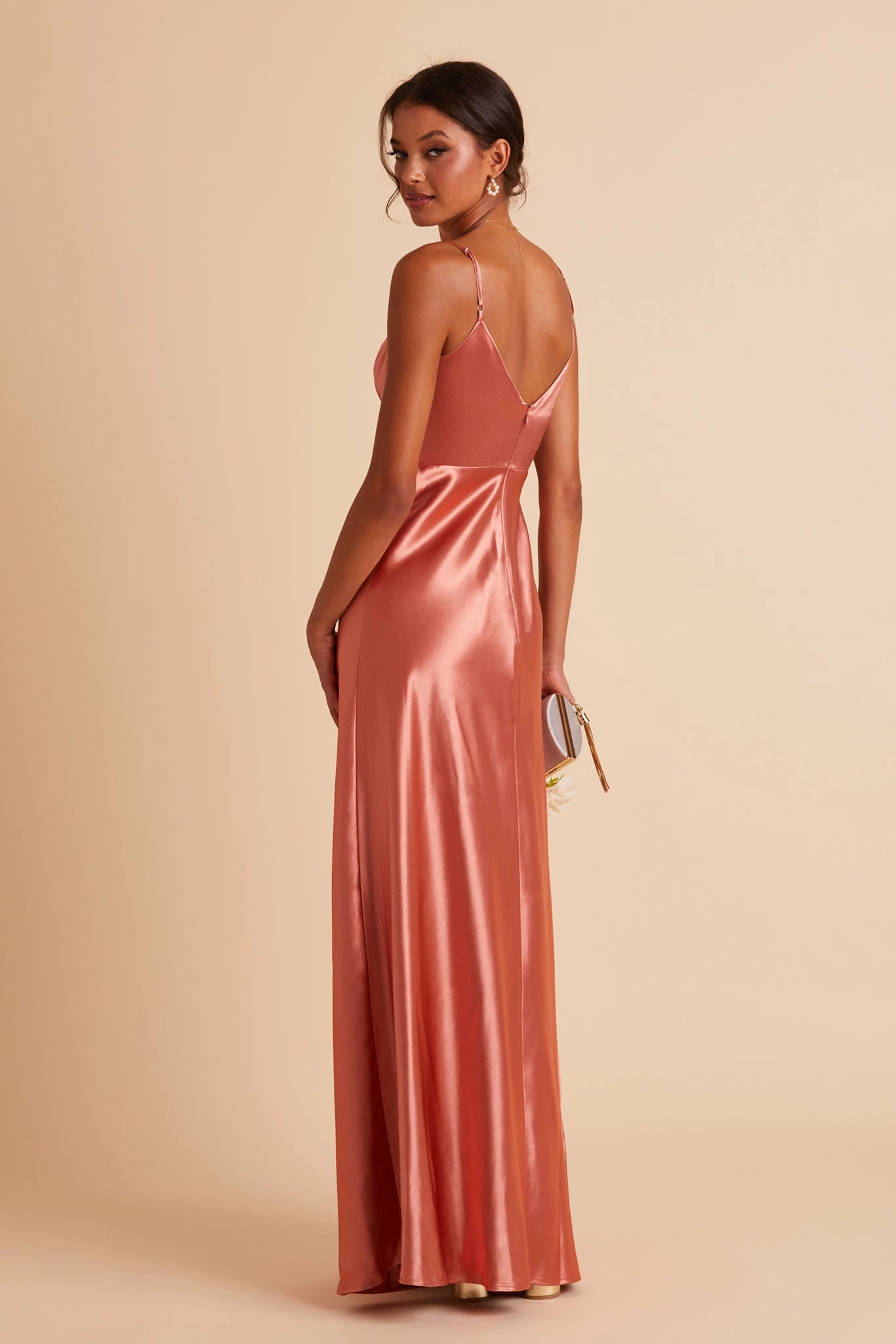 Jay Shiny Satin Dress - Terracotta 7 Jay Shiny Satin Dress - Terracotta - Image 7