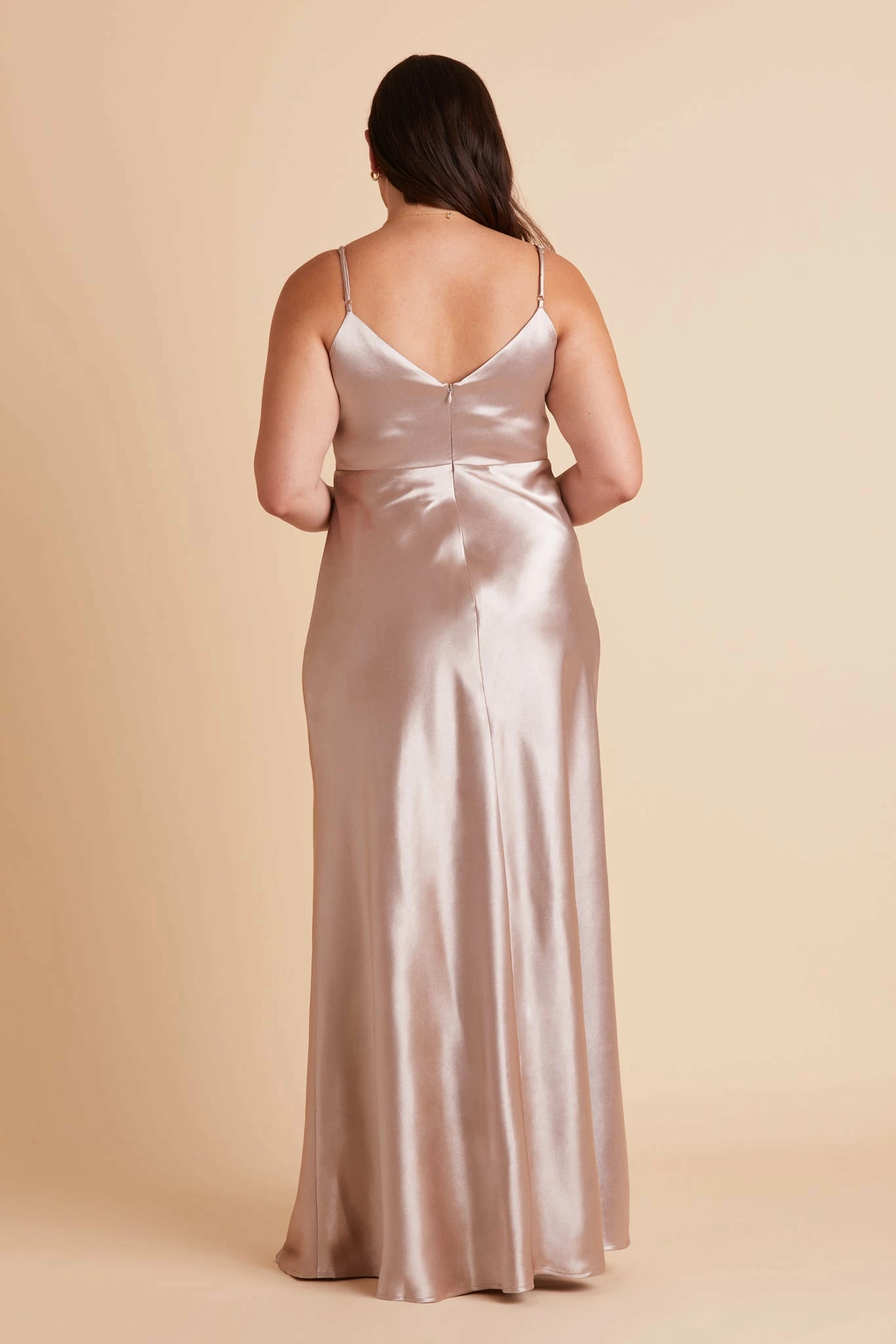 Jay Shiny Satin Dress - Taupe - Image 14