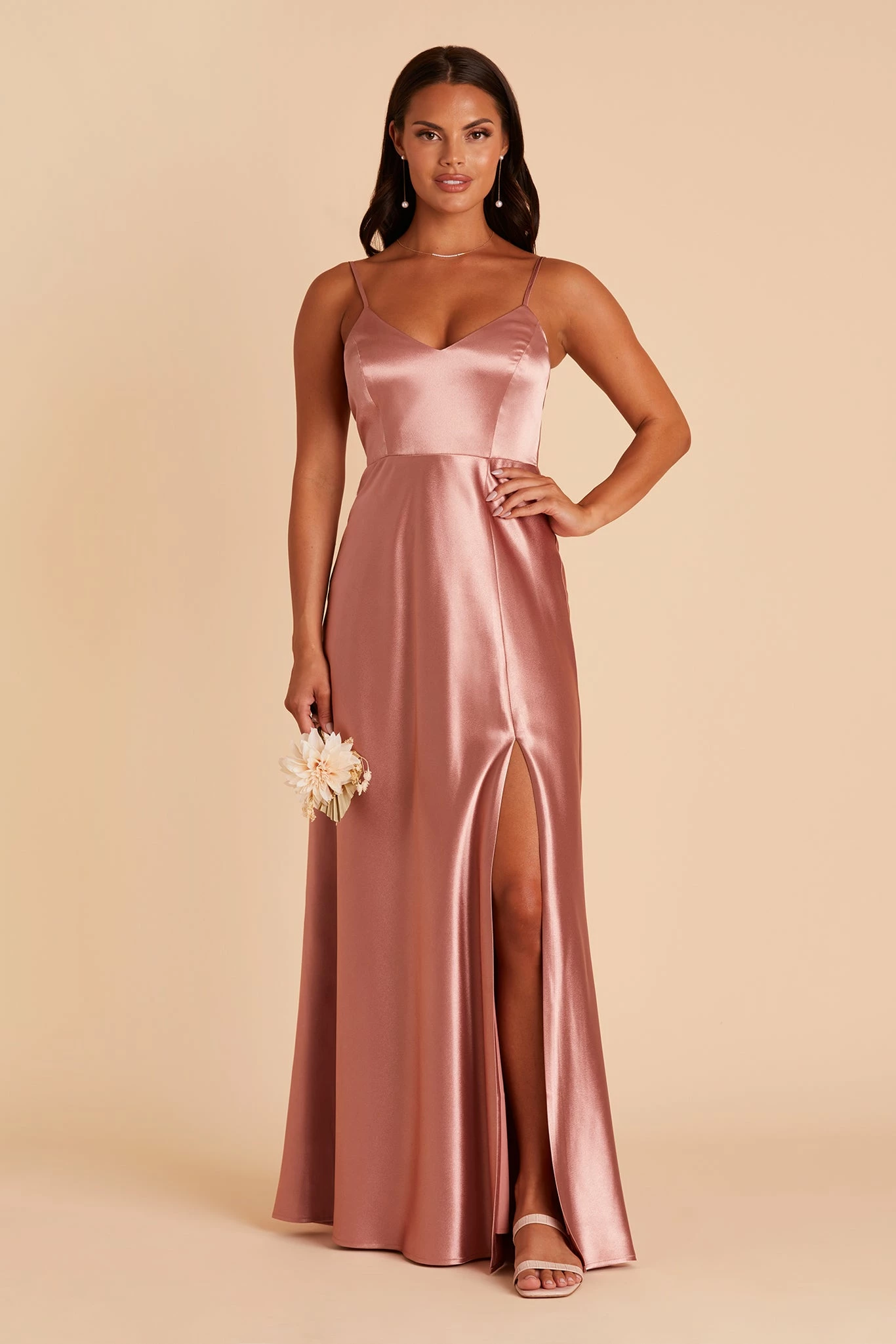 Jay Shiny Satin Dress - Desert Rose 1 Jay Shiny Satin Dress - Desert Rose