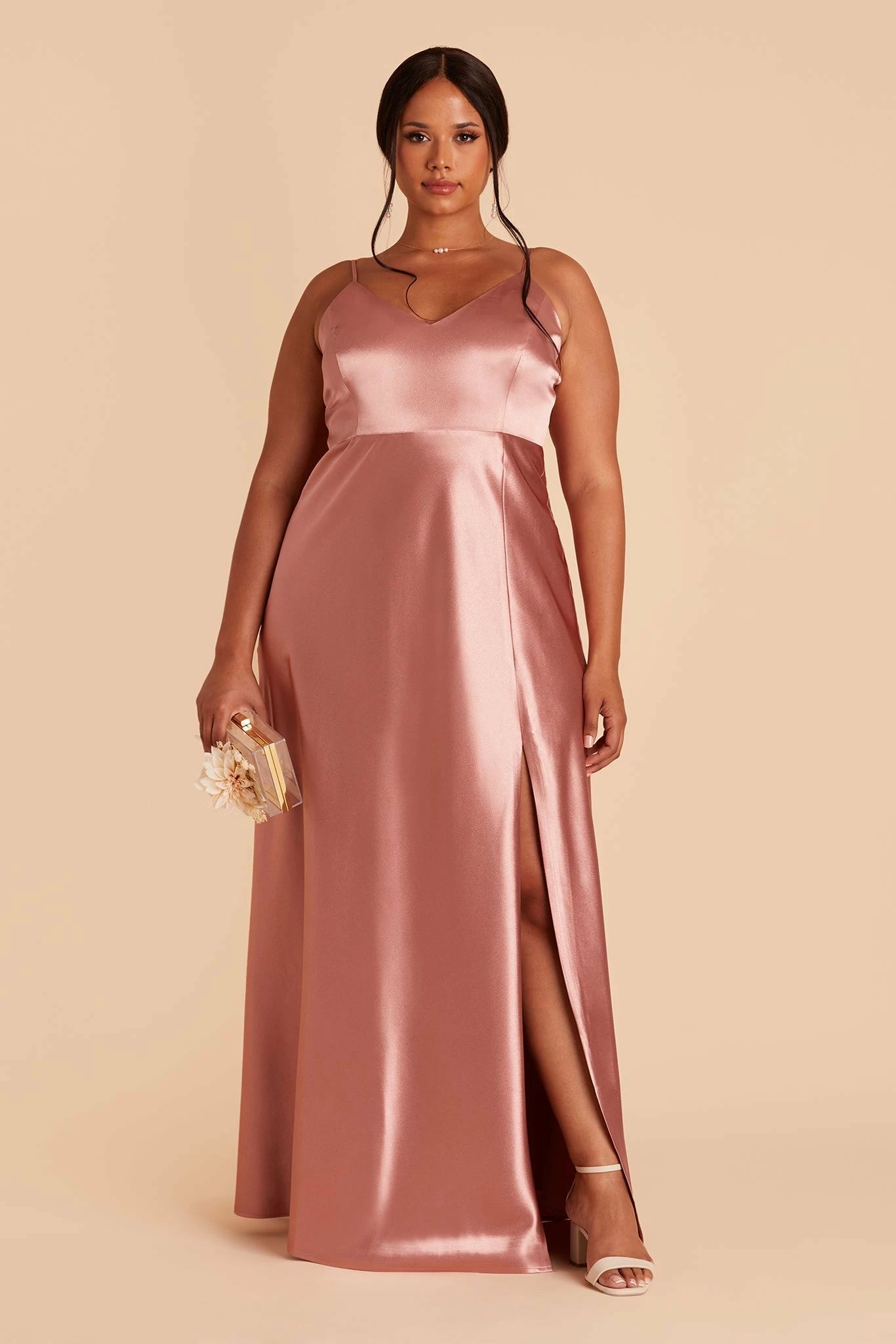 Jay Shiny Satin Dress - Desert Rose 7 Jay Shiny Satin Dress - Desert Rose - Image 7