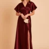 Jesse Shiny Satin Dress - Cabernet