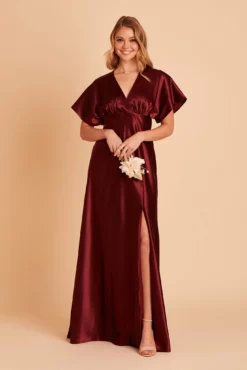 Jesse Shiny Satin Dress - Cabernet
