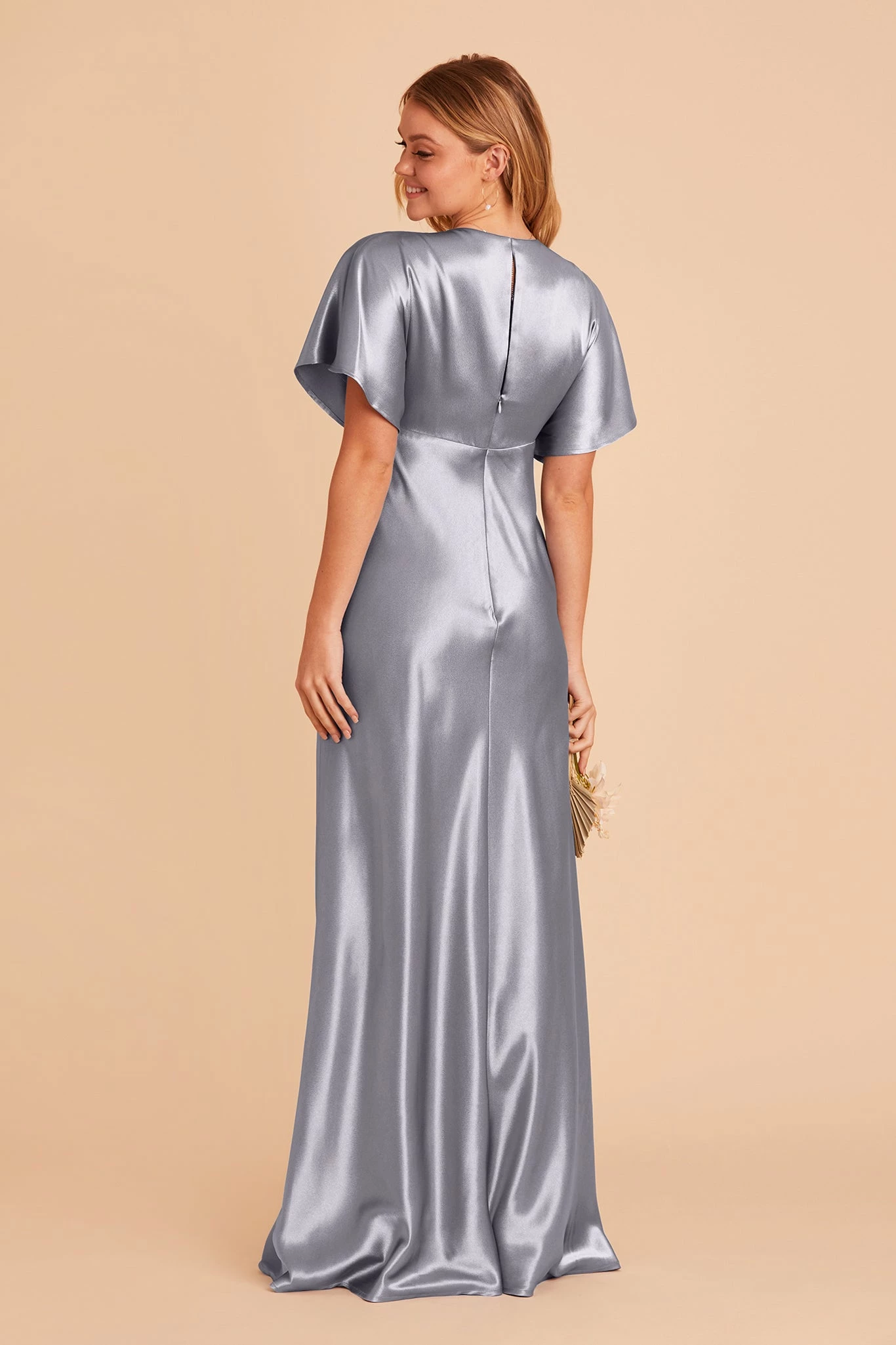 Jesse Shiny Satin Dress - Dusty Blue 7 Jesse Shiny Satin Dress - Dusty Blue - Image 7