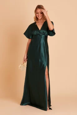 Jesse Shiny Satin Dress - Emerald -US Skirt Sales 2024 BIRDY GREY JESSE BRIDESMAID DRESS EMERALD 03