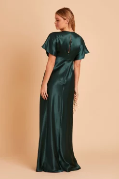 Jesse Shiny Satin Dress - Emerald -US Skirt Sales 2024 BIRDY GREY JESSE BRIDESMAID DRESS EMERALD 05
