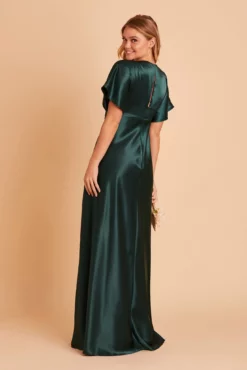 Jesse Shiny Satin Dress - Emerald -US Skirt Sales 2024 BIRDY GREY JESSE BRIDESMAID DRESS EMERALD 06