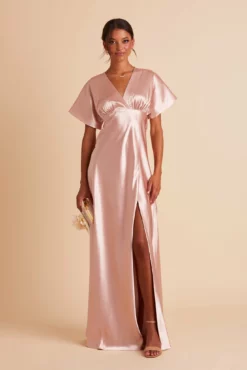 Jesse Shiny Satin Dress - Rose Gold -US Skirt Sales 2024 BIRDY GREY JESSE BRIDESMAID DRESS ROSE GOLD 01