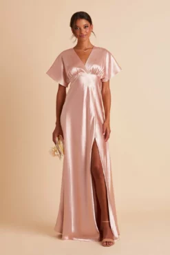 Jesse Shiny Satin Dress - Rose Gold -US Skirt Sales 2024 BIRDY GREY JESSE BRIDESMAID DRESS ROSE GOLD 02