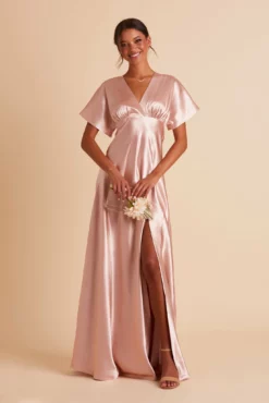 Jesse Shiny Satin Dress - Rose Gold -US Skirt Sales 2024 BIRDY GREY JESSE BRIDESMAID DRESS ROSE GOLD 04