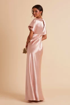 Jesse Shiny Satin Dress - Rose Gold -US Skirt Sales 2024 BIRDY GREY JESSE BRIDESMAID DRESS ROSE GOLD 06