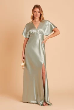 Jesse Shiny Satin Dress - Sage -US Skirt Sales 2024 BIRDY GREY JESSE BRIDESMAID DRESS SAGE 02