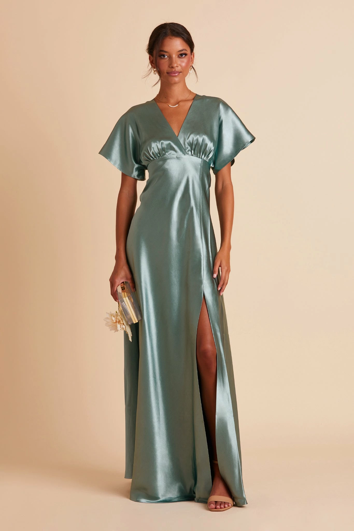 Jesse Shiny Satin Dress - Sea Glass 5 Jesse Shiny Satin Dress - Sea Glass - Image 5