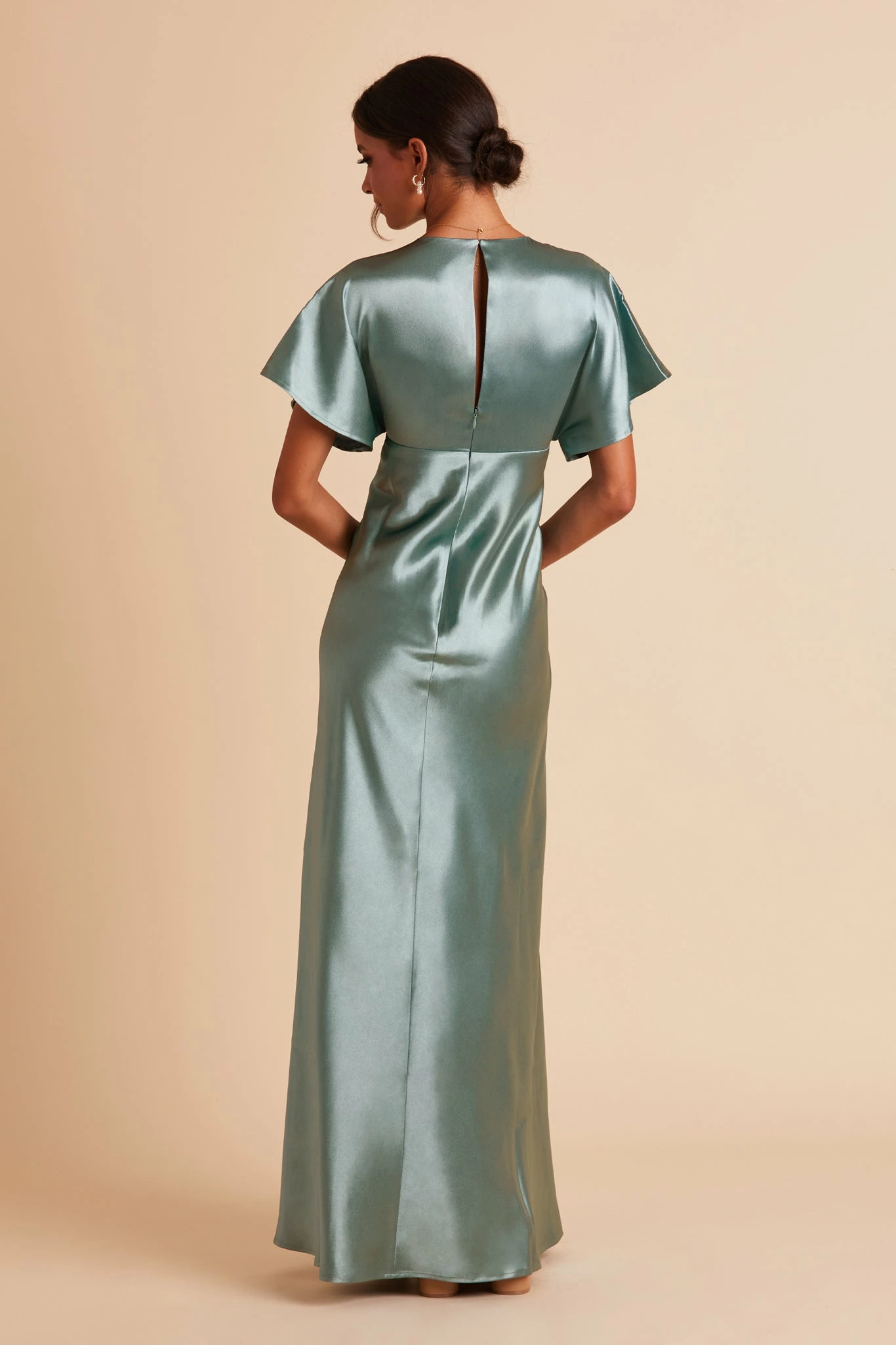 Jesse Shiny Satin Dress - Sea Glass 3 Jesse Shiny Satin Dress - Sea Glass - Image 3